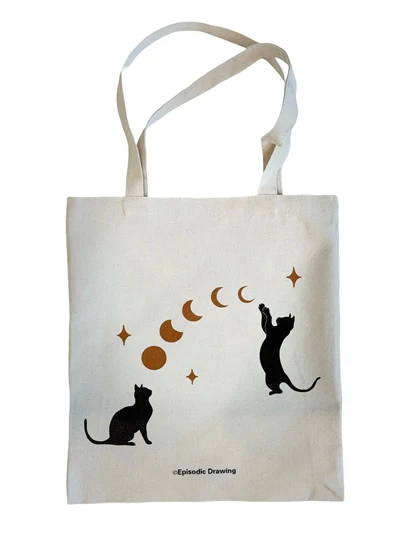 Cat And Moon Tote Bag