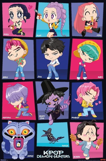 KPop Demon Hunters - Chibi Grid Wall [Poster]